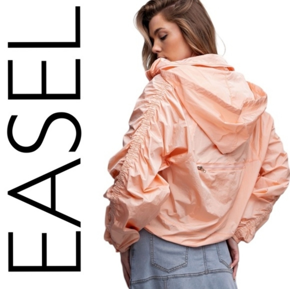 Easel Hooded Peach Jacket, NWT